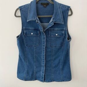 Sanctuary Blue Sleeveless Button Down Shirt size XL